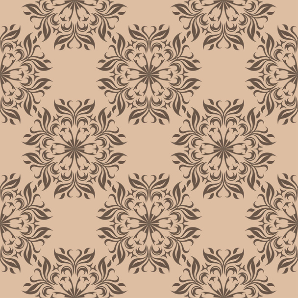 Ruskea kukka koriste beige tausta. Saumaton kuvio tekstiili- ja taustakuvia
 - Vektori, kuva