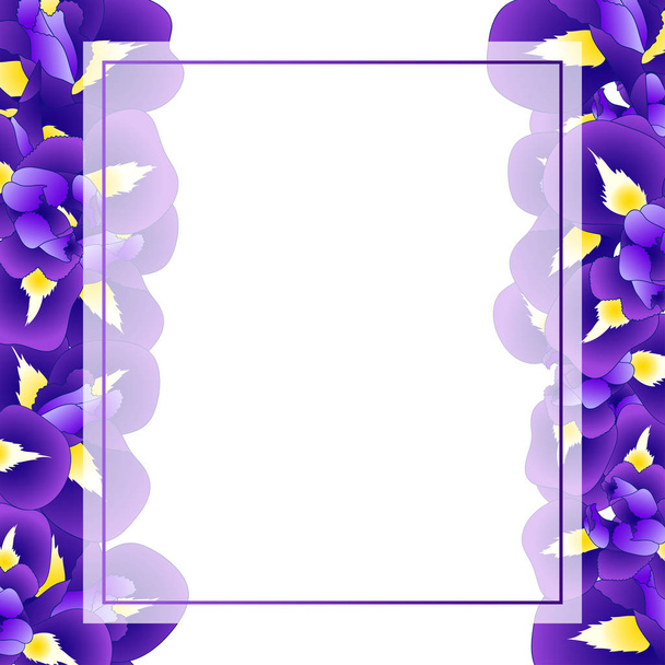 Tmavě modrý květ fialový Iris Banner Card. vektorové ilustrace. - Vektor, obrázek