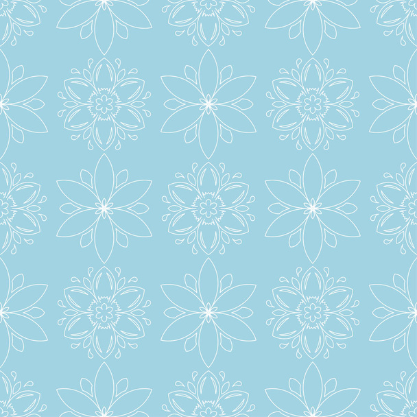 White floral ornament on navy blue background. Seamless pattern for textile and wallpapers - Vecteur, image