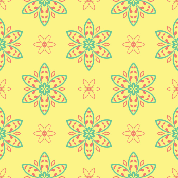 Floral seamless pattern. Bright colored background with pink and green flower elements for wallpapers, textile and fabrics - Vector, afbeelding