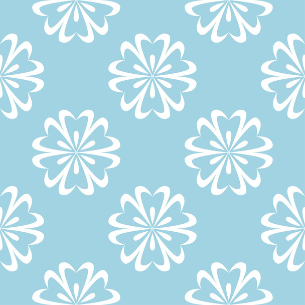 White floral ornament on blue background. Seamless pattern for textile and wallpapers - Vektor, kép