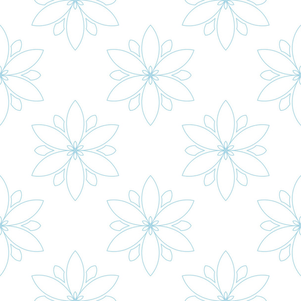 Adorno floral azul sobre fondo blanco. Patrón sin costuras para textiles y fondos de pantalla
 - Vector, imagen