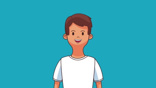 Fiatal férfi mosolyogva rajzfilm animációs Hd - Felvétel, videó