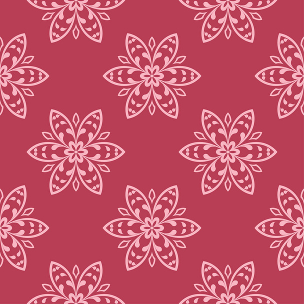 Red floral ornament. Seamless pattern for textile and wallpapers - Vektori, kuva