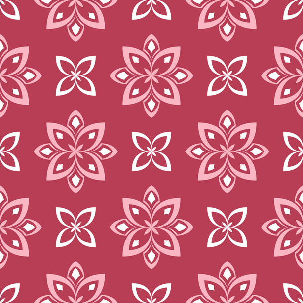 Red and beige floral background. Colored seamless pattern for wallpapers, textile and fabrics - ベクター画像