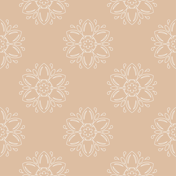 Beige and white floral ornament. Seamless pattern for textile and wallpapers - Vector, Imagen