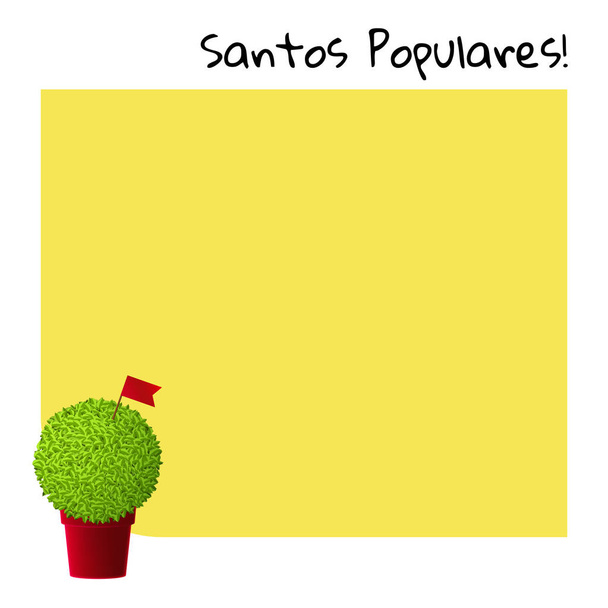 Πορτογαλικά Φεστιβάλ κίτρινη κάρτα με manjerico φυτών - Διάνυσμα, εικόνα