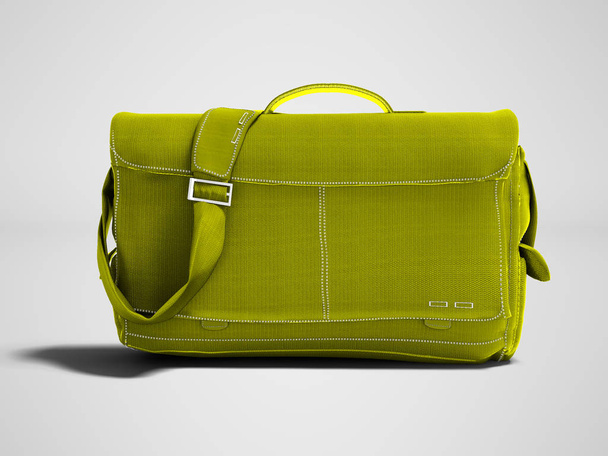 Modern sarı omuz çantası gölgeli gri arka plan üzerinde 3d render - Fotoğraf, Görsel