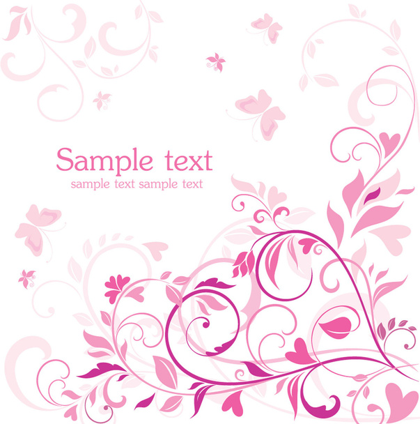 Beautiful floral pink card - Wektor, obraz