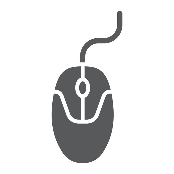 Computer mouse glyph icon, electronic and device, pc mouse sign, vector graphics, a solid pattern on a white background, eps 10. - Vector, Image