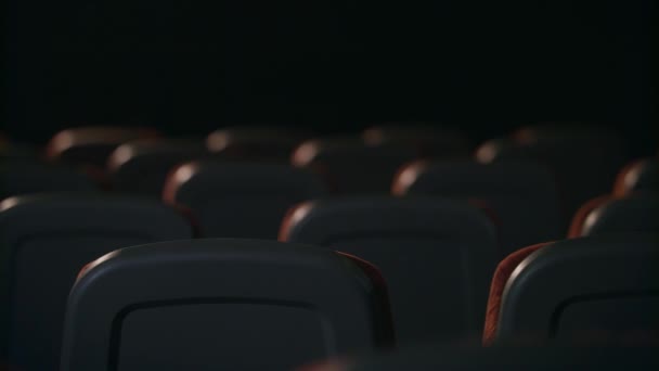 Lege comfortabele stoelen in de bioscoop. Theaterzaal met lege Fauteuils - Video