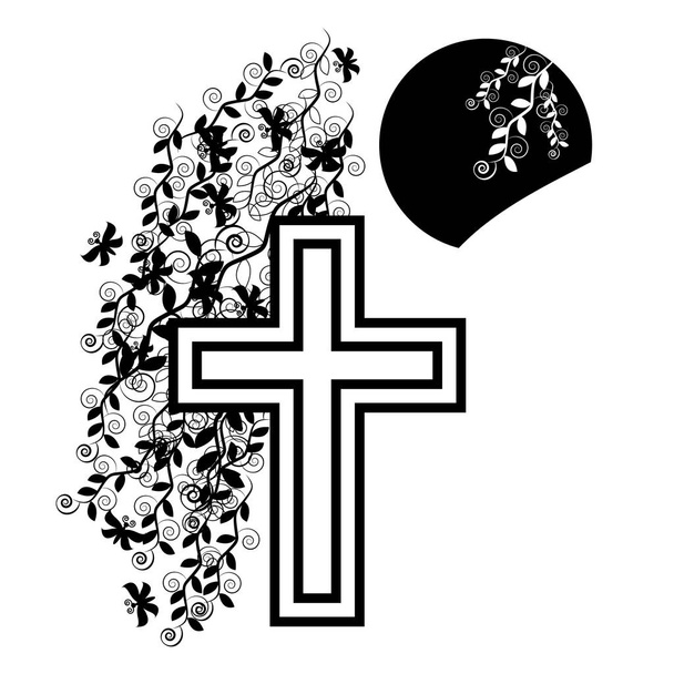 Funeral icon cross - faith and religion. Vector illustration - Vector, Image