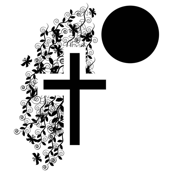 Pogrzeb ikona krzyż - wiary i religii. Ilustracja wektorowa - Wektor, obraz