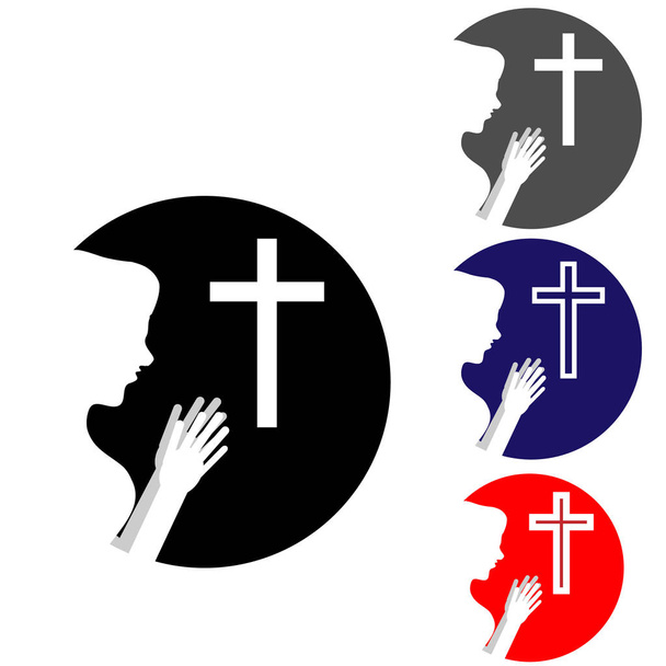 Croix chrétienne avec les femmes. Foi et religion. Illustration vectorielle
 - Vecteur, image