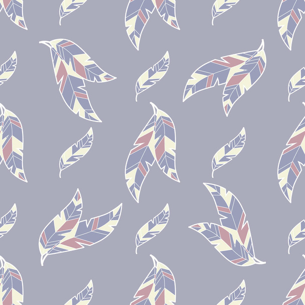 feather fluff or leaf hand drawn seamless pattern vector - Vektor, obrázek