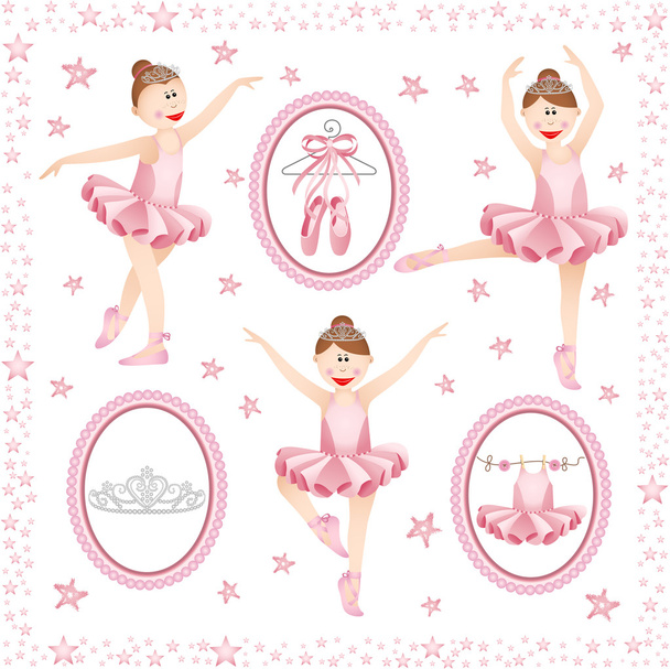 Розовый балерина цифровой коллаж
 - Вектор,изображение