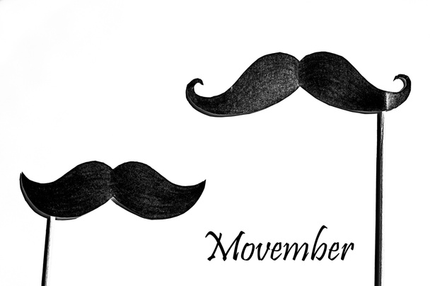 Symbol Movember. Plakátu a nápisu. Povědomí o zdraví mužů otázky, jako je rakovina prostaty. - Fotografie, Obrázek