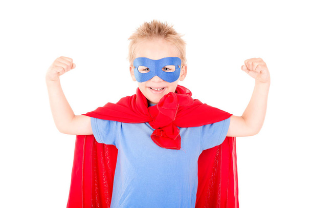 little boy pretending to be a superhero - Фото, изображение