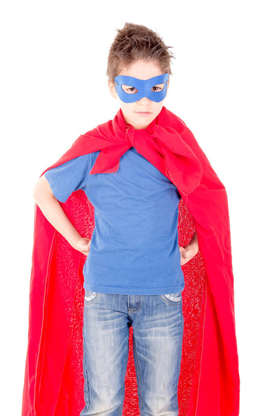 Menino fingindo ser um super-herói
 - Foto, Imagem