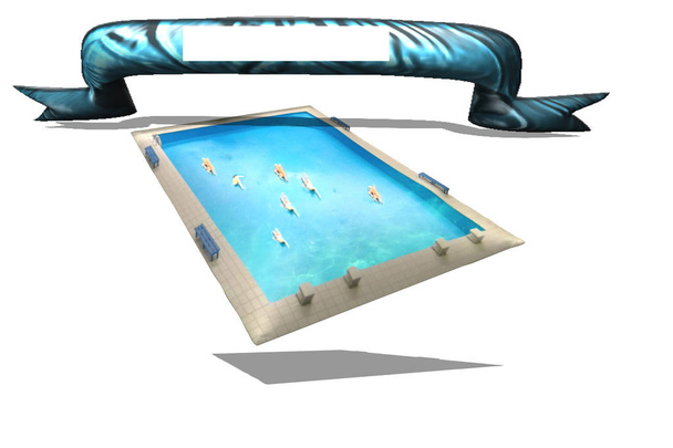 Ilustração da piscina e banner com espaço de cópia
 - Foto, Imagem