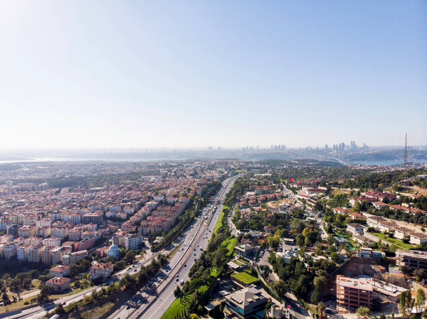 Aerial View of Uskudar Camlica Highway in Istanbul Turkey. Cityscape. - Foto, imagen