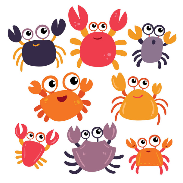 crab character vector design, crab vector collection design - Vetor, Imagem