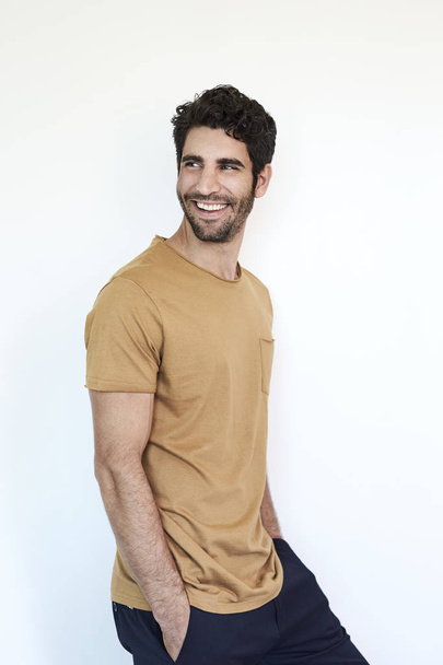 Handsome boy in t-shirt, smiling - Photo, Image