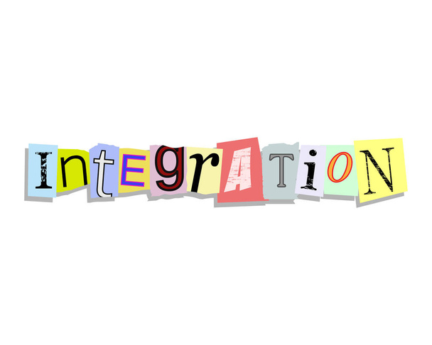 Integration word in torn paper letters tex - Vector, Image