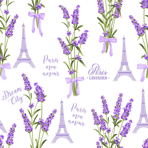 Fabric pattern with lavender flowers. - Vector, Image