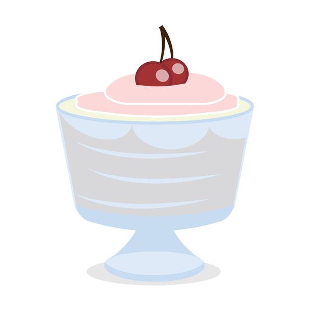 Delicious sweet dessert in cute girlish style ice cream fruit tart - Вектор,изображение