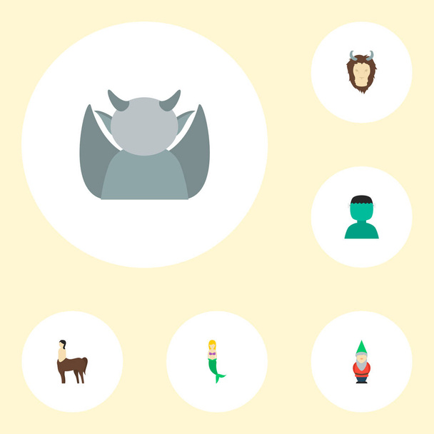 Set of character icons flat style symbols with gargoyle, monster, centaur and other icons for your web mobile app logo design. - Vector, Image