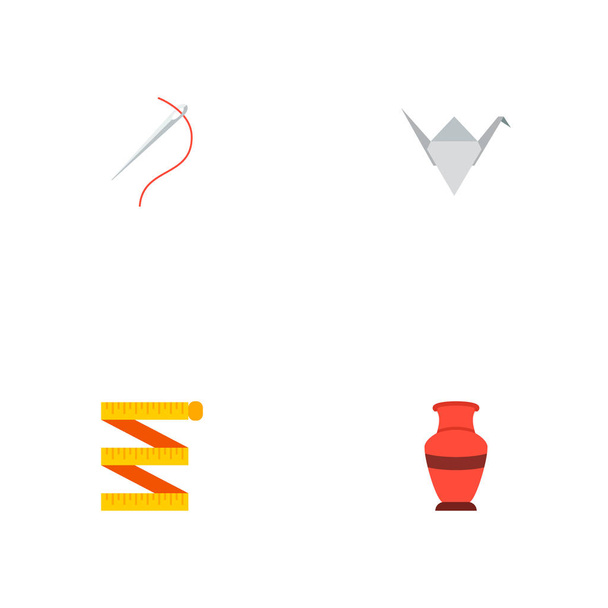 Ensemble d'icônes faites à la main symboles de style plat avec vase, origami, couture et autres icônes pour la conception de logo de votre application mobile web
. - Photo, image