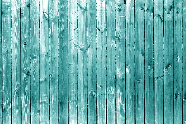 Old wooden fence in cyan tone. Abstract background and texture for design. - Fotó, kép