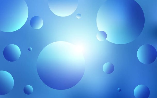 Patrón vectorial de luz azul con esferas. Ilustración abstracta moderna con gotas de agua de colores. Nuevo diseño para anuncio, póster, banner de su sitio web
. - Vector, imagen