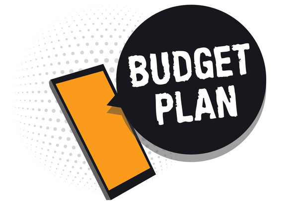 Kavramsal el gösterilen bütçe planı yazma. İş fotoğraf metin mali program tanımlı bir süre genellikle yıl boyunca uygulamaları kullanarak cep telefonu alıcı mesajları sohbetler bilgileri - Fotoğraf, Görsel