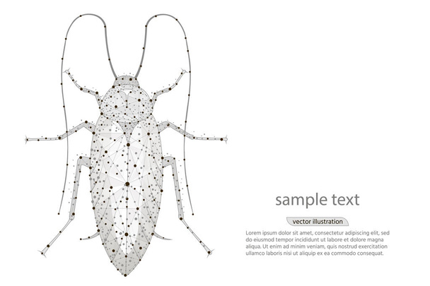 Beyaz arka plan üzerinde hamamböceği. Böcekler sembol stok vektör çizim. Soyut poligonal görüntü mash çizgi ve nokta. Dijital grafik illüstrasyon. - Vektör, Görsel