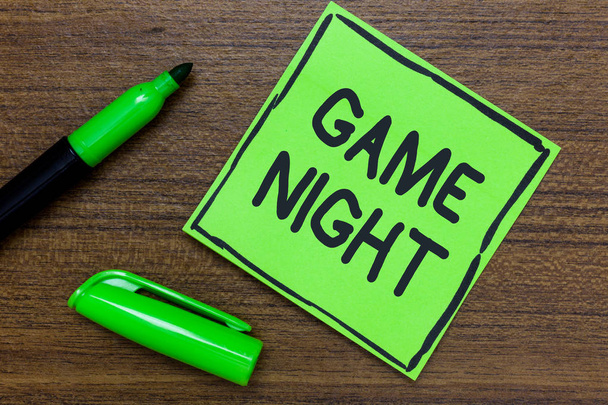 Conceptual hand writing showing Game Night. Concept meaning