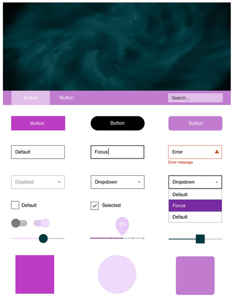 Light Purple vetor web ui kit com estrelas nebulosas. Web ui kit com nuvens gradiente abstrato em seu cabeçalho. Esta amostra é para o seu site
. - Vetor, Imagem