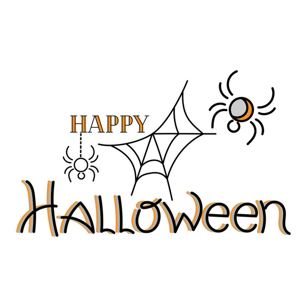 "Happy Halloween ", spiders. Письмо. Векторная иллюстрация
. - Вектор,изображение