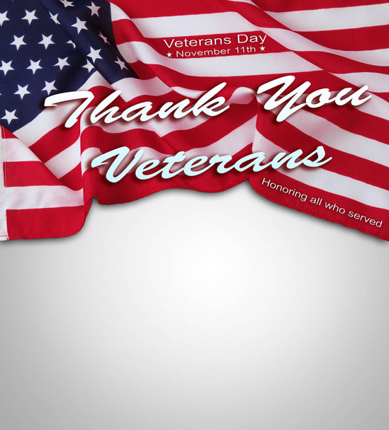 Bandera americana. Mensaje del Día de los Veteranos
 - Foto, Imagen