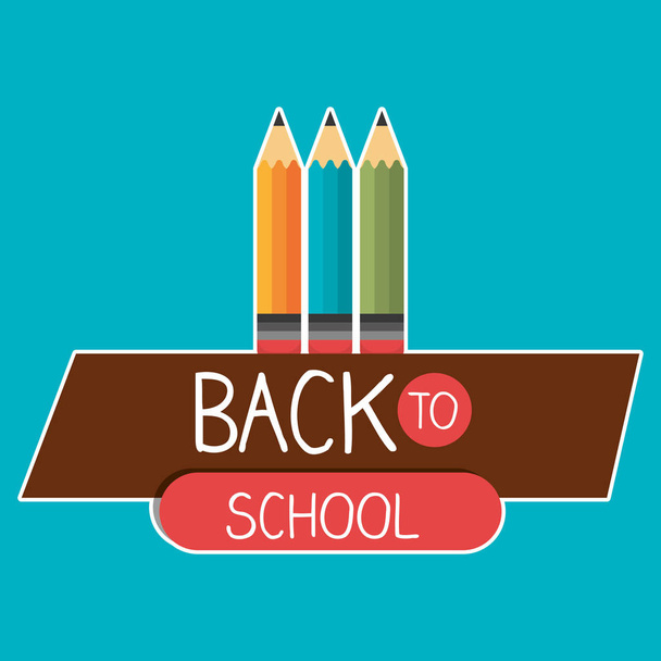 back to school label with colors pencils - Vector, Image