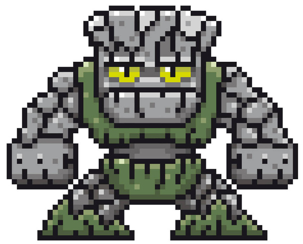 Vector illustration of Cartoon Stone Monster - Pixel design - ベクター画像