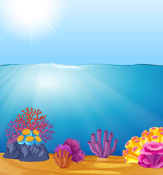 美しい深海のテンプレート図 - ベクター画像