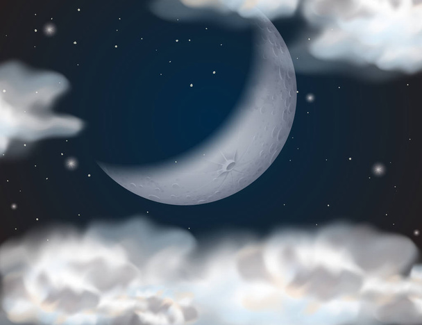 Хмарне небо вночі ілюстрація
 - Вектор, зображення