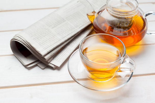 tea on the wooden table - Zdjęcie, obraz