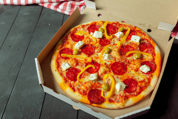 fresh tasty pizza, close up - Photo, Image