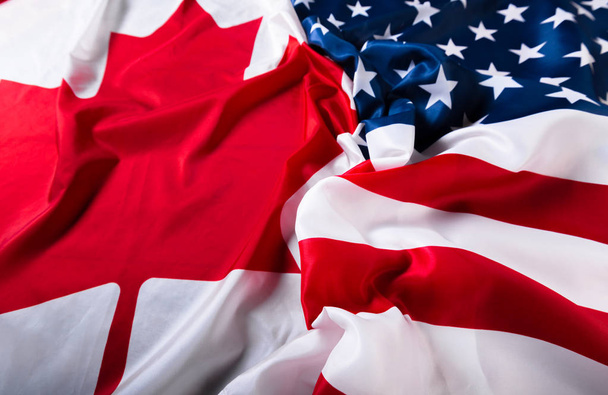 American and Canadian flags together - Φωτογραφία, εικόνα