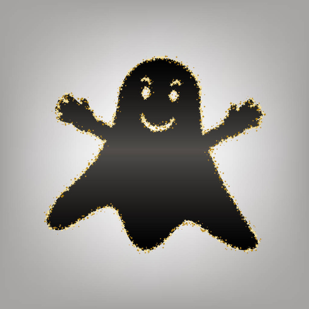 Ghost sign. Vector. Blackish icon with golden stars at grayish b - Vector, Image