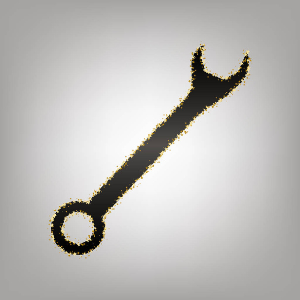Crossed wrenches sign. Vector. Blackish icon with golden stars a - Vector, Image