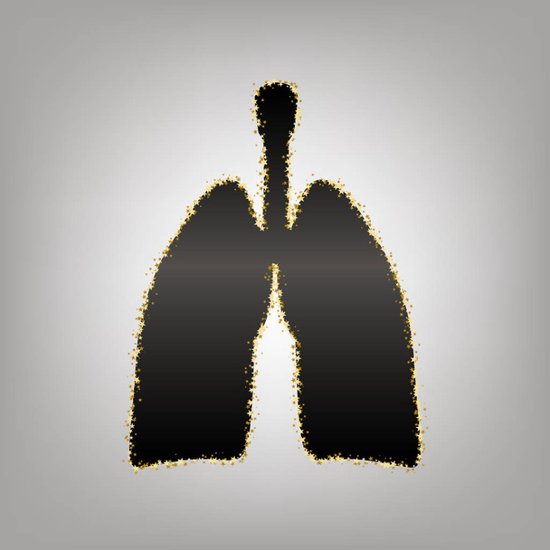 Human anatomy. Lungs sign. Vector. Blackish icon with golden sta - Vector, Image